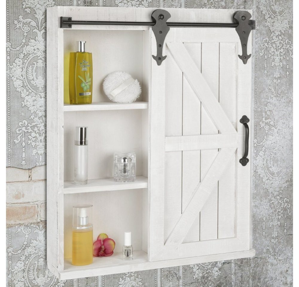Melko Spiegelschrank Wandregal Spiegelschrank Wandschrank Holz Weiß Schiebetür Hängeschrank (Stück, 1-St., Schrank) Schiebetür Bild 3