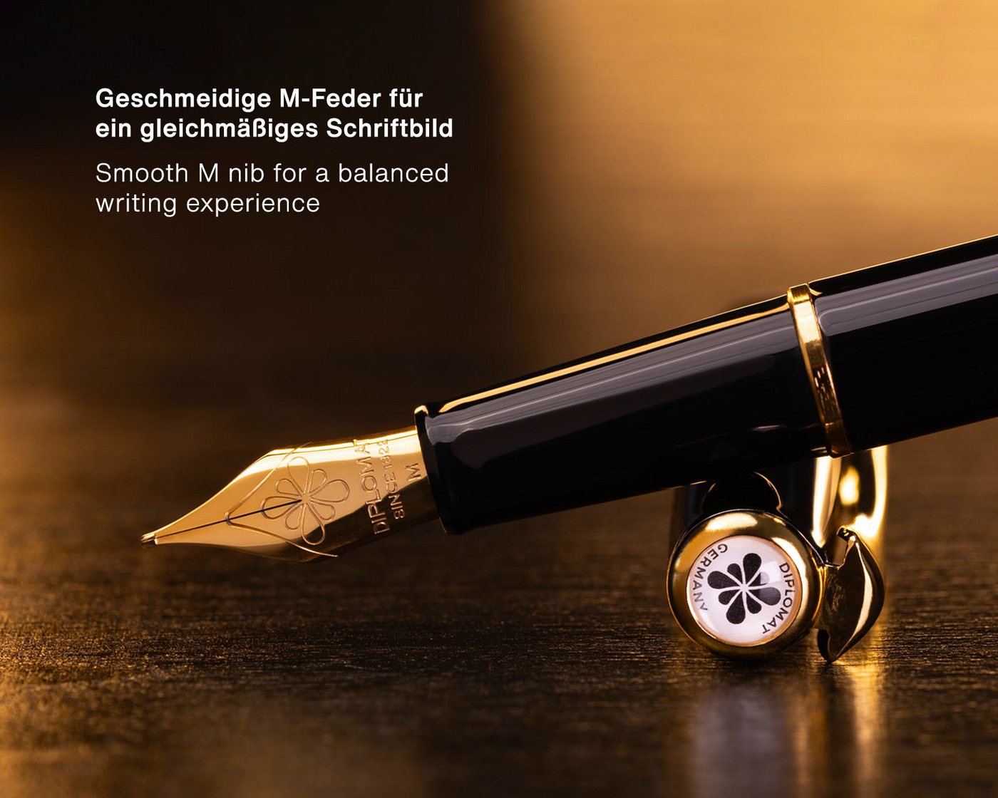 OCTOPUS Füllhalter Traveller Lack Schwarz Gold inkl Tinte & Konverter, Zierelemente: Gold Bild 3