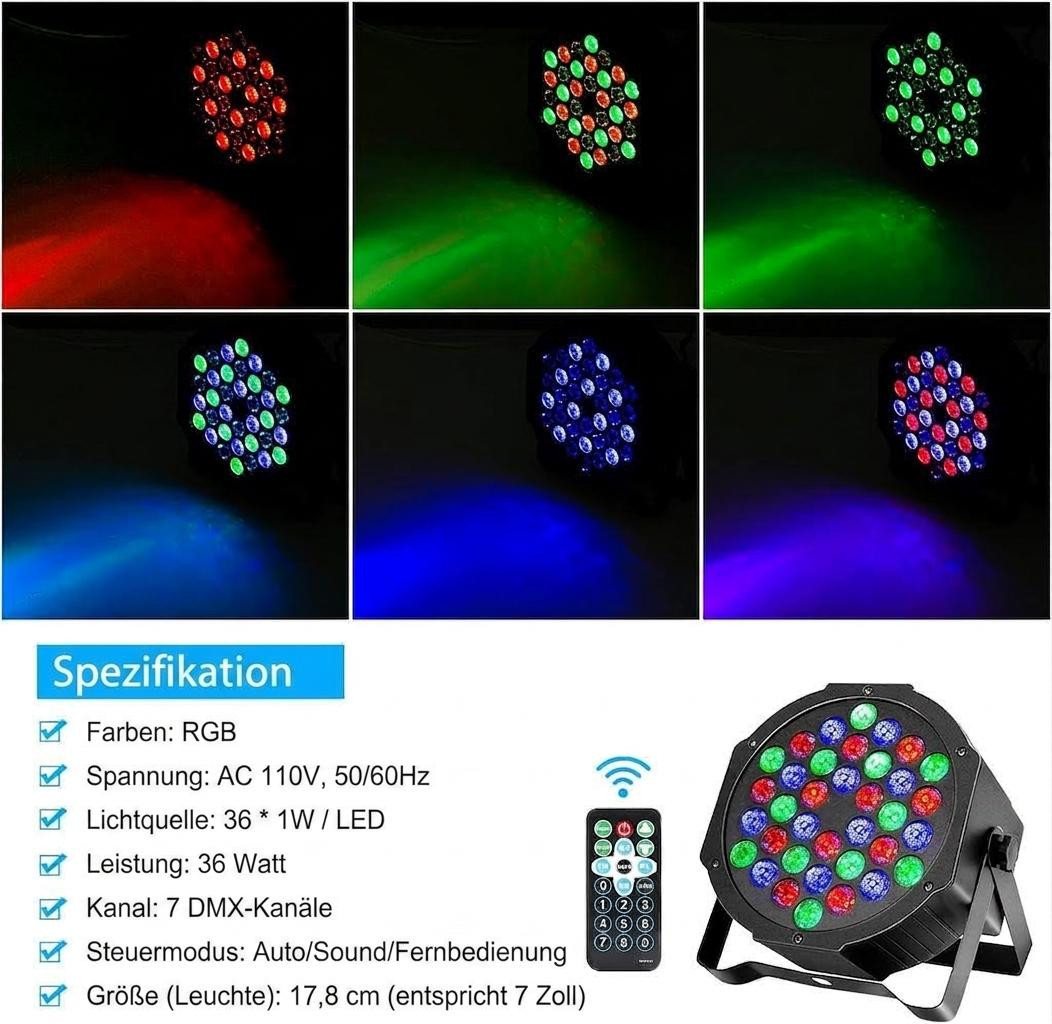 GarveeMore LED Discolicht 36LEDs Disco Partylicht DMX & Fernbedienung für Events Bild 5