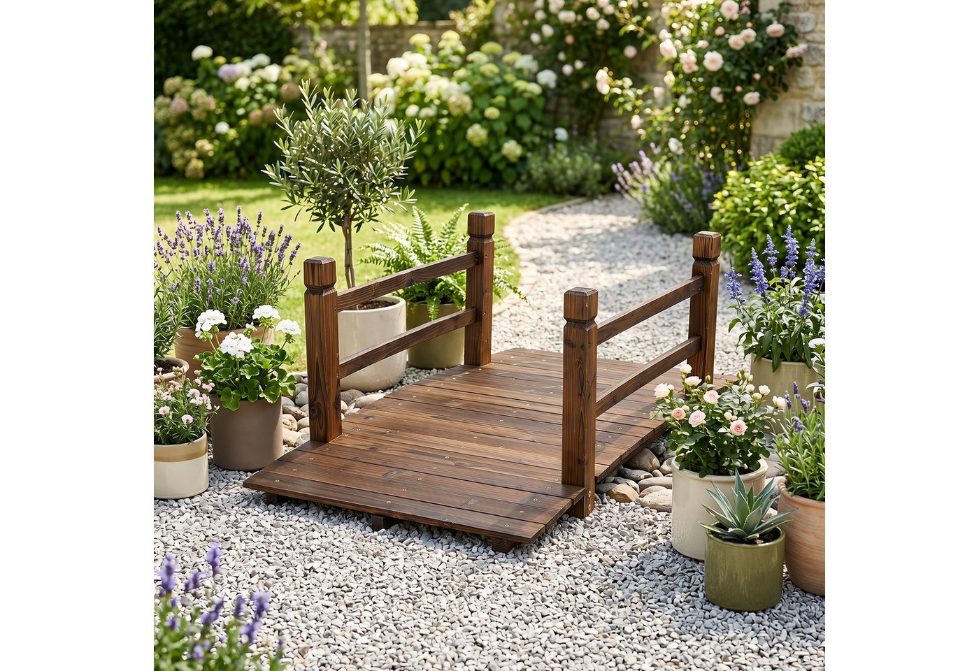 COSTWAY Gartensteg, 68x125 cm, Gartenbrücke begehbar, Teichbrücke bis 500 kg Bild 3