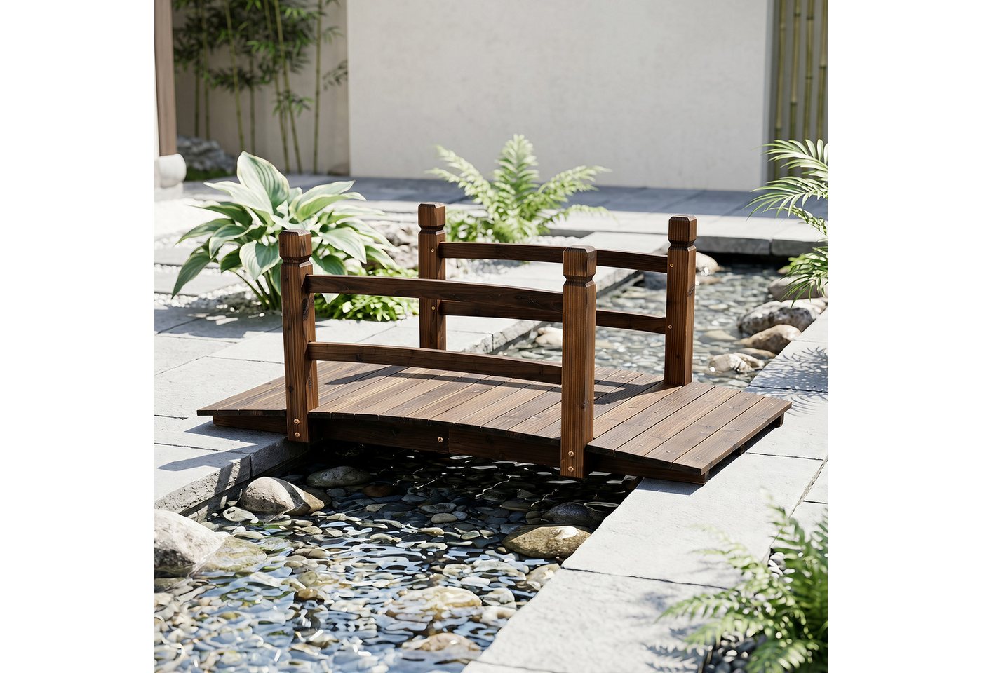 COSTWAY Gartensteg, 68x125 cm, Gartenbrücke begehbar, Teichbrücke bis 500 kg Bild 5