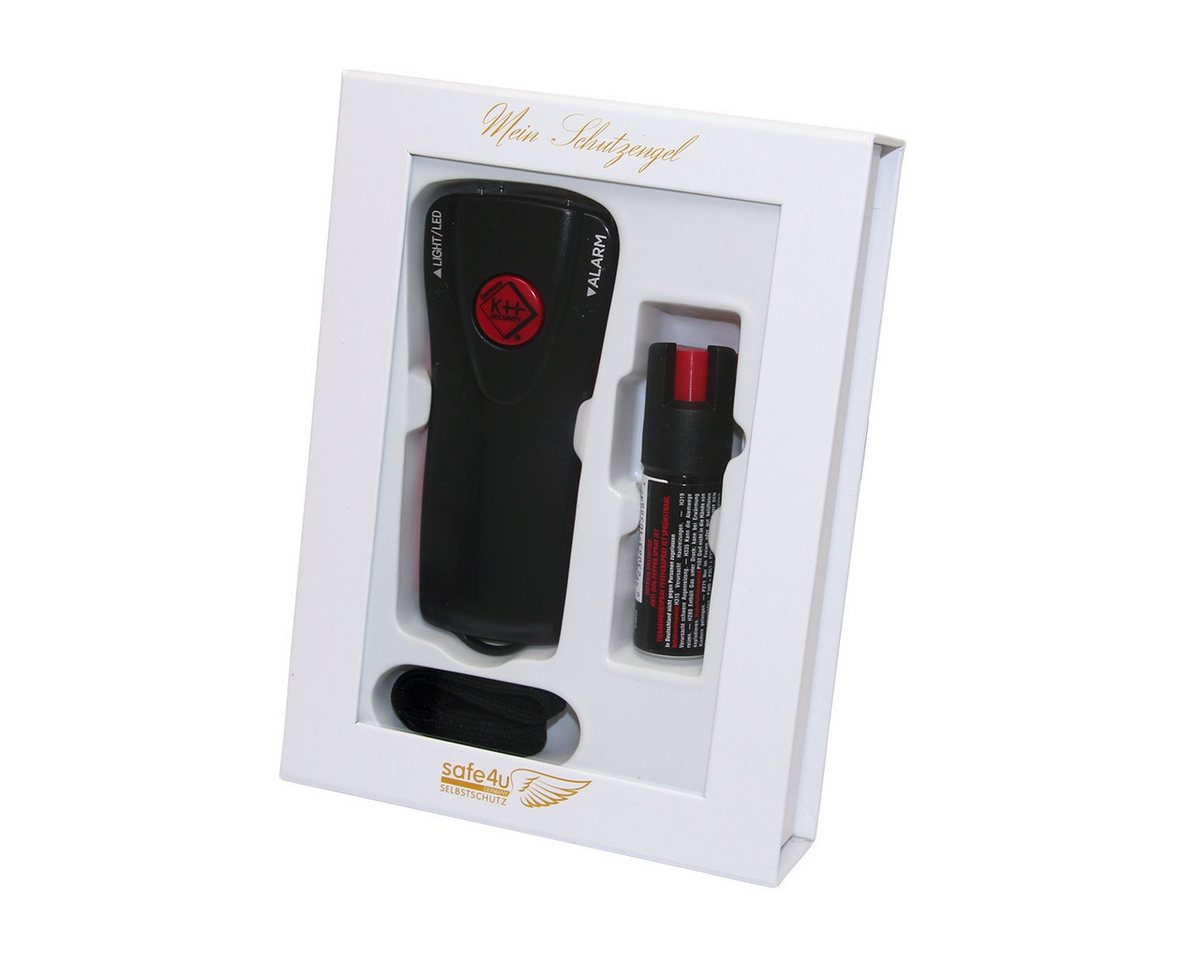 KH Security Marderspray Geschenkbox: Alarm-Taschenlampe schwarz + Pfefferspray, Reichweite von bis zu 5 Metern Bild 2