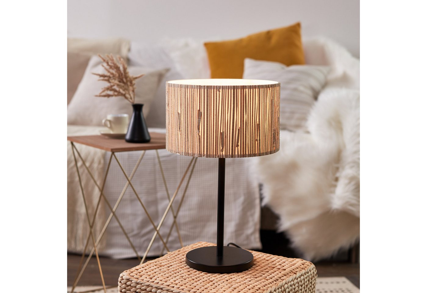 Lightbox Tischleuchte, ohne Leuchtmittel, Nachttischlampe, 41 cm Höhe, Ø 25 cm, E27, max. 52 W, Seegras Bild 4