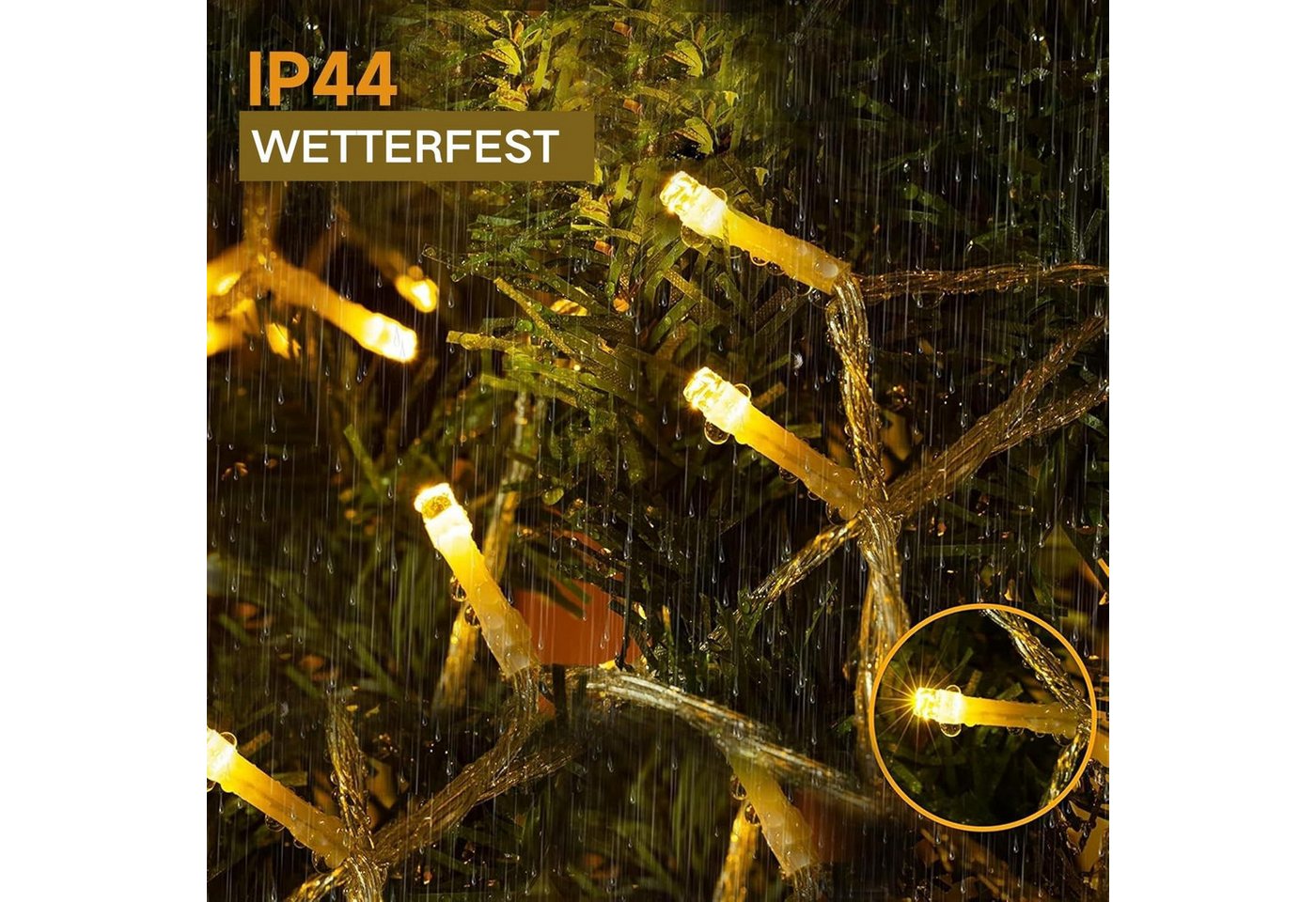 WOWDSGN LED-Lichterkette Eisregen für außen, extra hohe LED-Dichte, strombetrieben, warmweiß, 880-flammig, Mit Fernbedienung & Timer, IP44, ideal für Dachrinne & Balkon