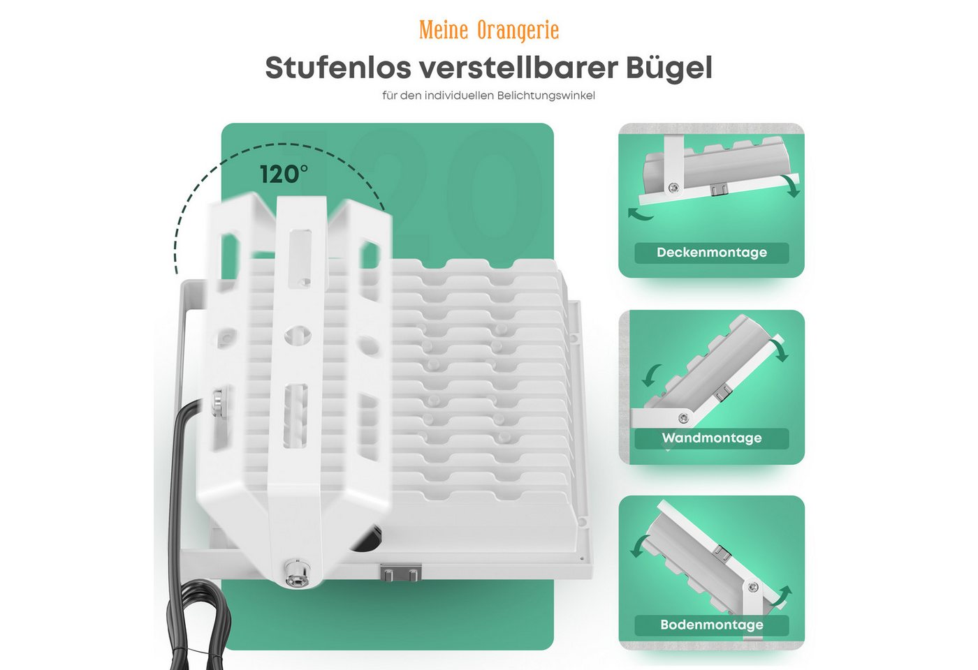 Meine Orangerie Pflanzenlampe 20W LED-Spezialleuchte zur Überwinterung von Pflanzen, LED fest integriert, 400-750nm, LED-Pflanzenlampe Speziallichtquelle Bild 4