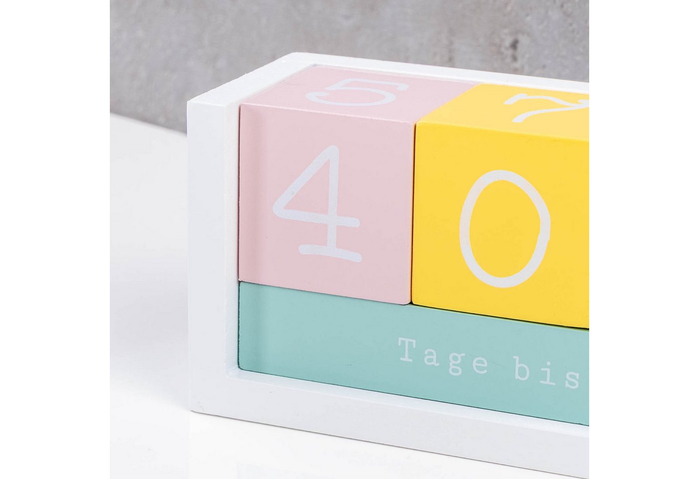 Levandeo® Countdown Kalender, Würfel Countdown Kalender Holz Bunt Weiß Holzkalender Tischkalender Bild 5