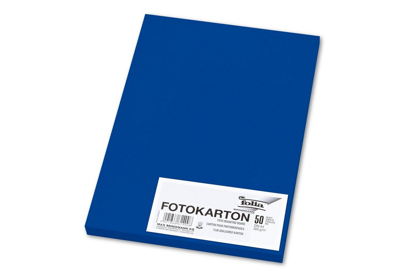 Folia Bastelkartonpapier folia Fotokarton, DIN A4, 300 g/qm, ultramarin 50 Blatt