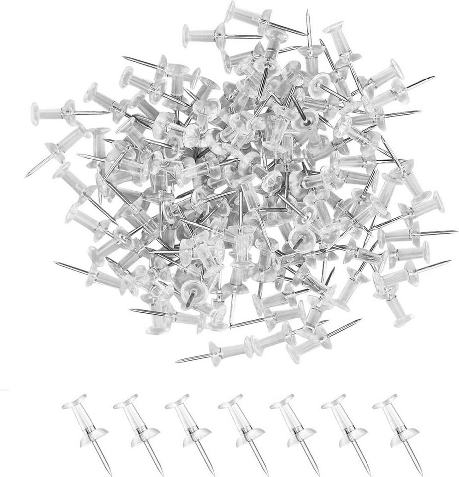 FELIXLEO Heftzwecke 120 Stück transparente Reißzwecken in praktischer Plastikbox für DIY Bild 3