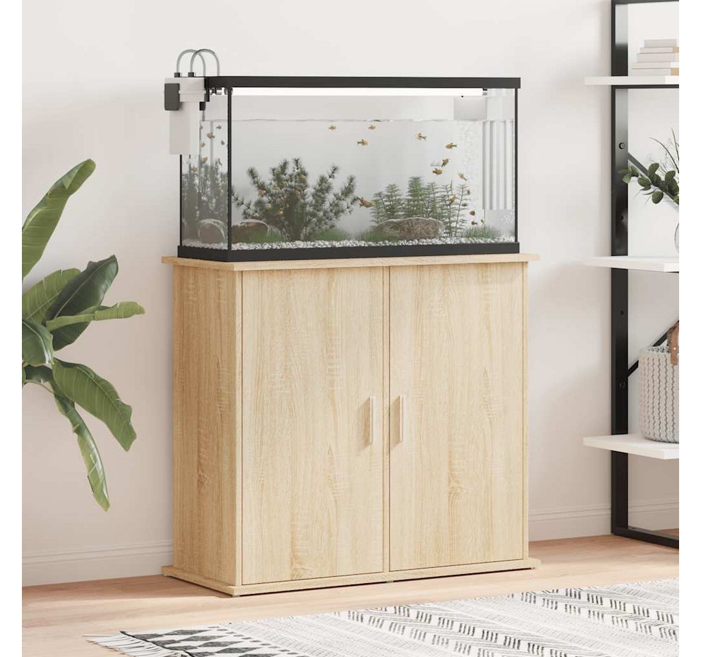 furnicato Aquariumunterschrank Aquariumständer 81 x 36 x 73 cm Sonoma-Eiche Aquarienschrank mit 4 Fächern und Stauraum für dein Zubehör