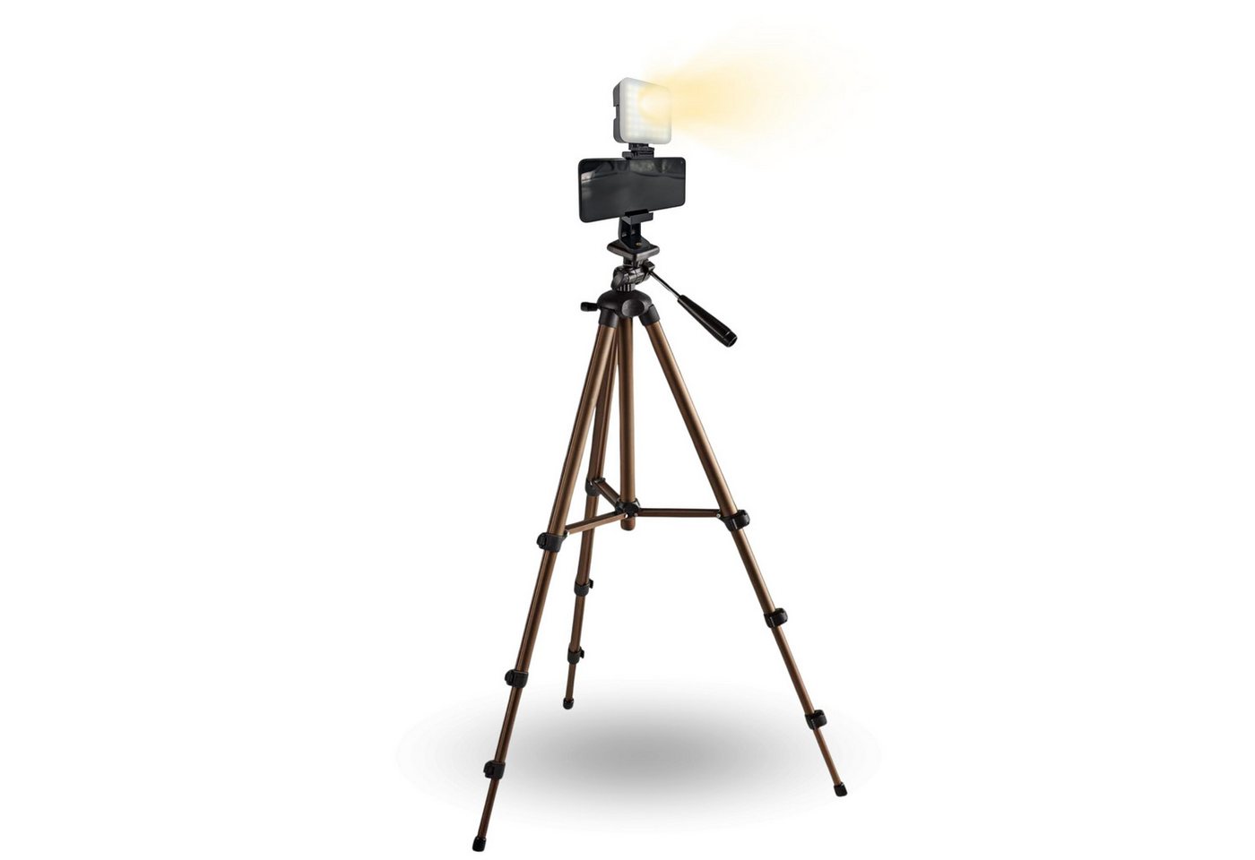 TronicXL Lichtanlage Smartphone Stativ mit Licht Halterung für Apple Iphone Samsung Xiaomi, Videolampe Videoleuchte Selfie Video Foto Bild 3
