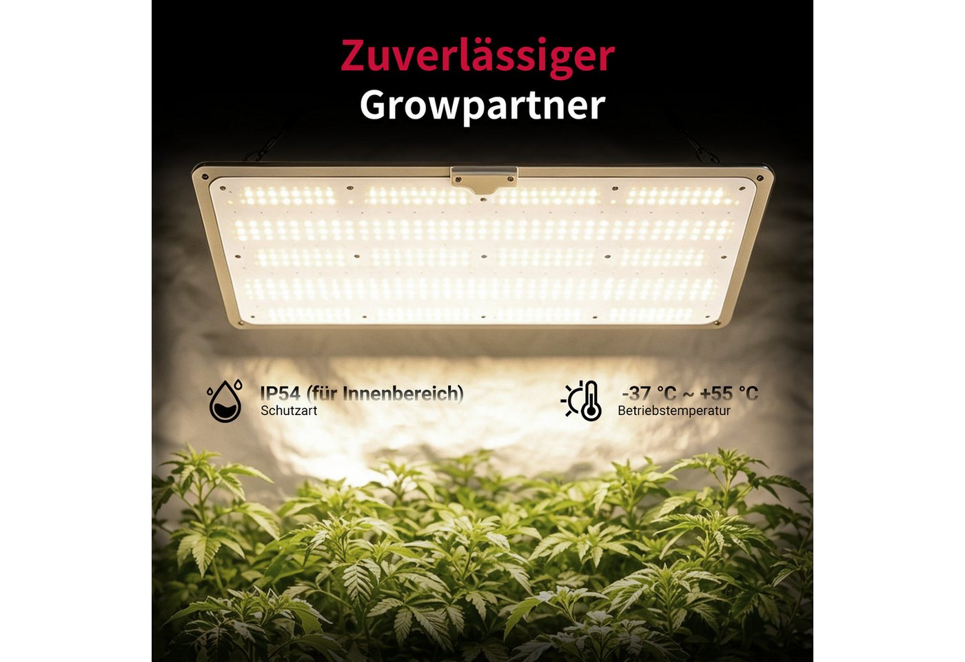 CannoBox Pflanzenlampe Pflanzenlampe LED Vollspektrum Panel 640 Stück Leuchtdioden 200W, 200W, LED fest integriert