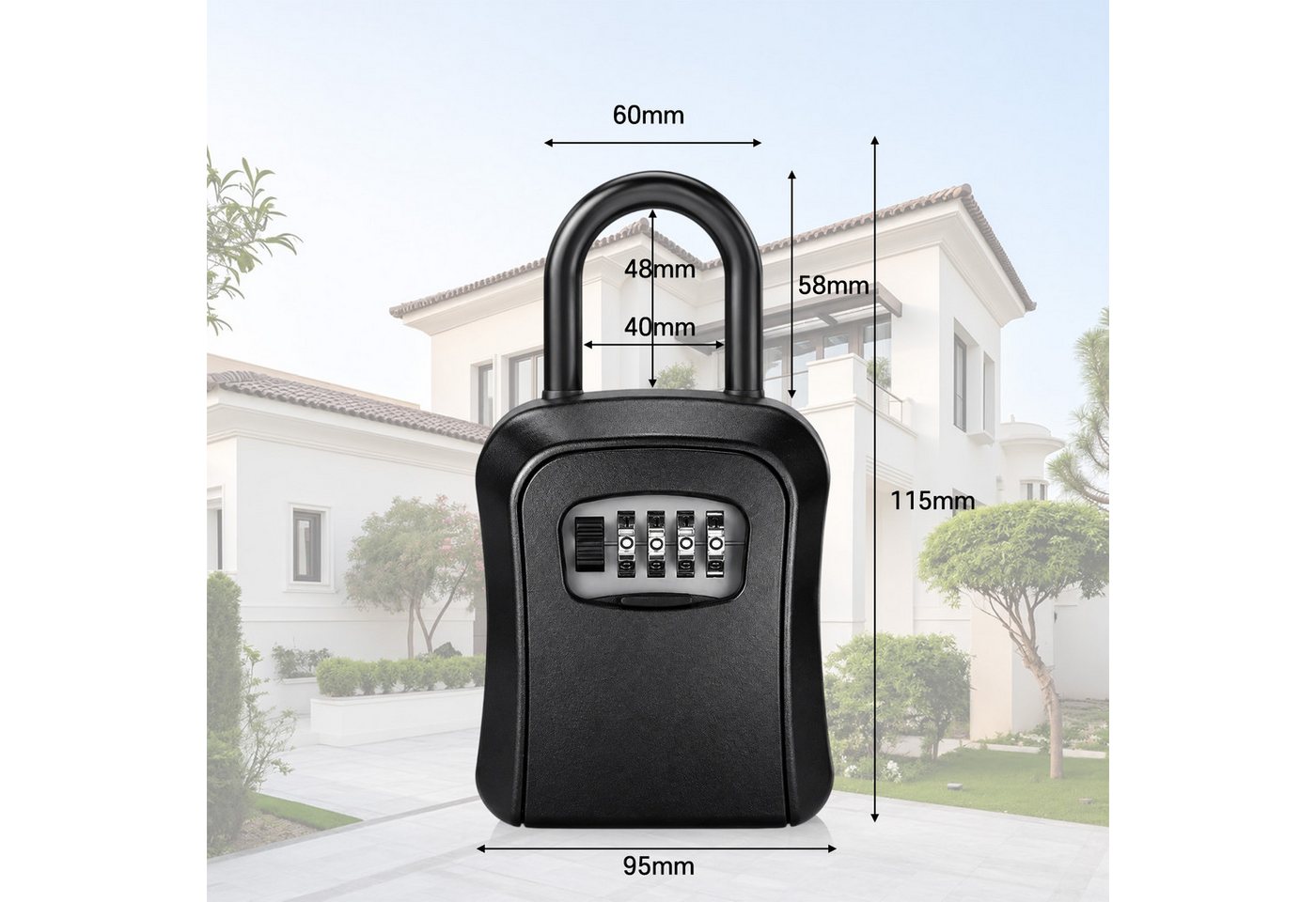 MOPUEA Schlüsseltresor Schlüsseltresor rücksetzbare 4-stellige Kombination 2 Pack für Zuhause (2er-Set Schlüsselboxen mit Zahlencode zur sicheren Wandmontage außen, Pack Schlüsselbox Zahlencode Schutzabdeckung und Wandmontage-Set), Wettergeschützt abschließbar Zahlencode große Kapazität Wandmontage Bild 2