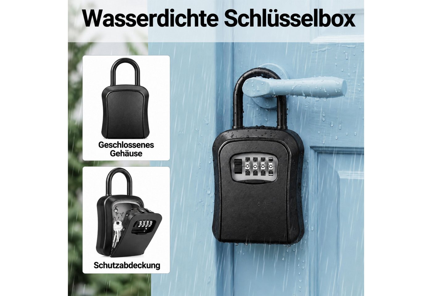 MOPUEA Schlüsseltresor Schl üsseltresor rücksetzbare 4-stellige Kombination 2 Pack für Zuhause (2er-Set Schlüsselboxen mit Zahlencode zur sicheren Wandmontage außen, Pack Schlüsselbox Zahlencode Schutzabdeckung und Wandmontage-Set), Wettergeschützt abschließbar Zahlencode große Kapazität Wandmontage Bild 5