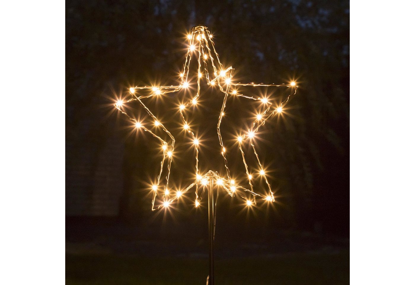 Haushalt International LED Stern 3D Weihnachten Dekoration Gartenstecker Erdspieß 3 Sterne, LED fest integriert, mit Timer