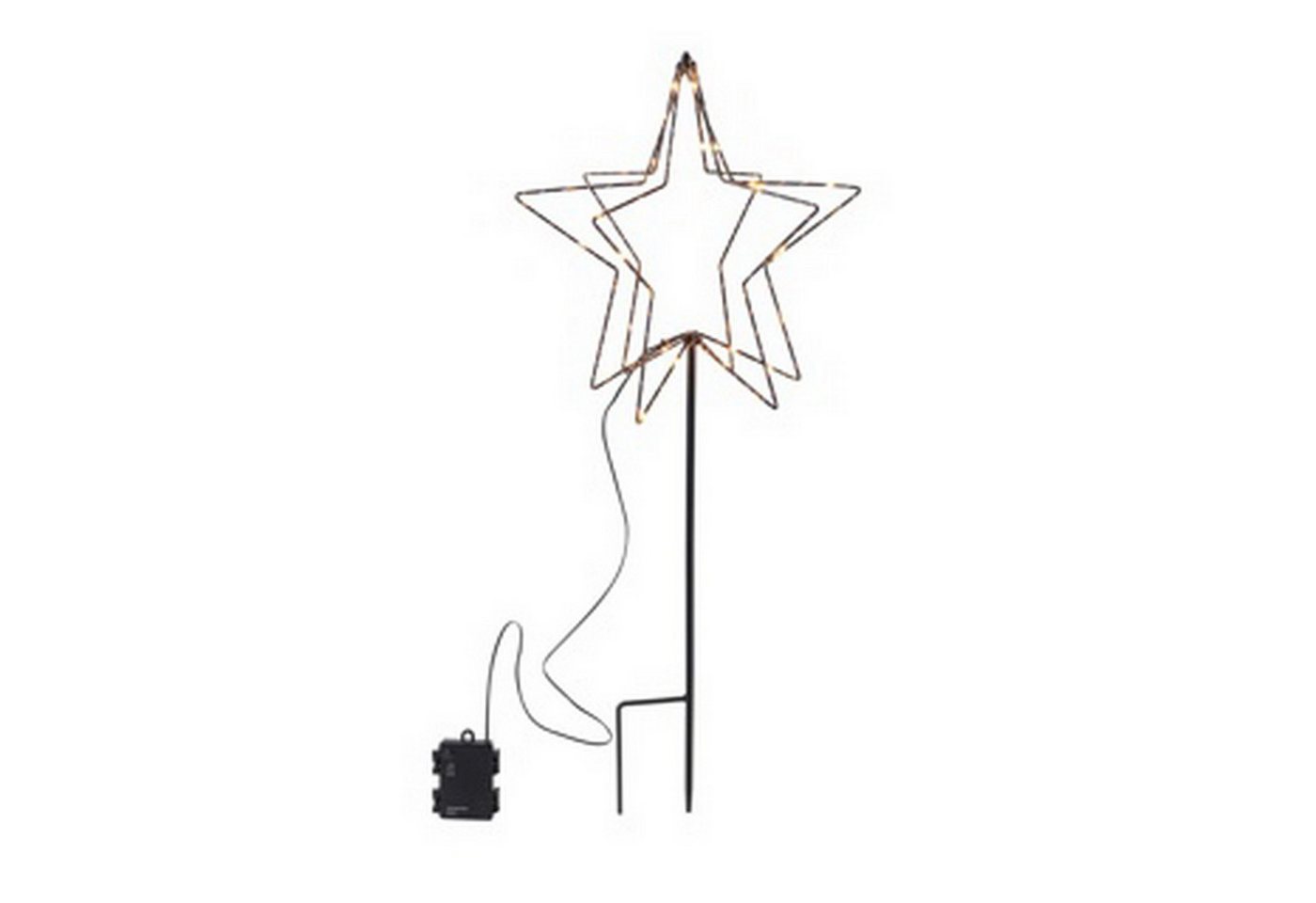Haushalt International LED Stern 3D Weihnachten Dekoration Gartenstecker Erdspieß 3 Sterne, LED fest integriert, mit Timer Bild 2