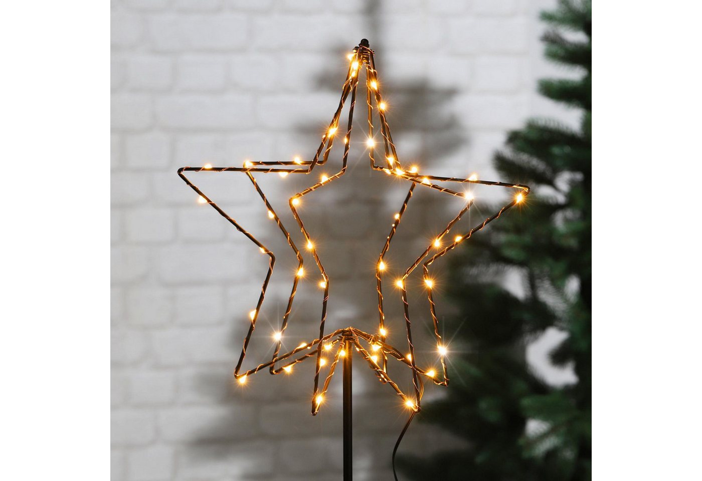 Haushalt International LED Stern 3D Weihnachten Dekoration Gartenstecker Erdspieß 3 Sterne, LED fest integriert, mit Timer Bild 3