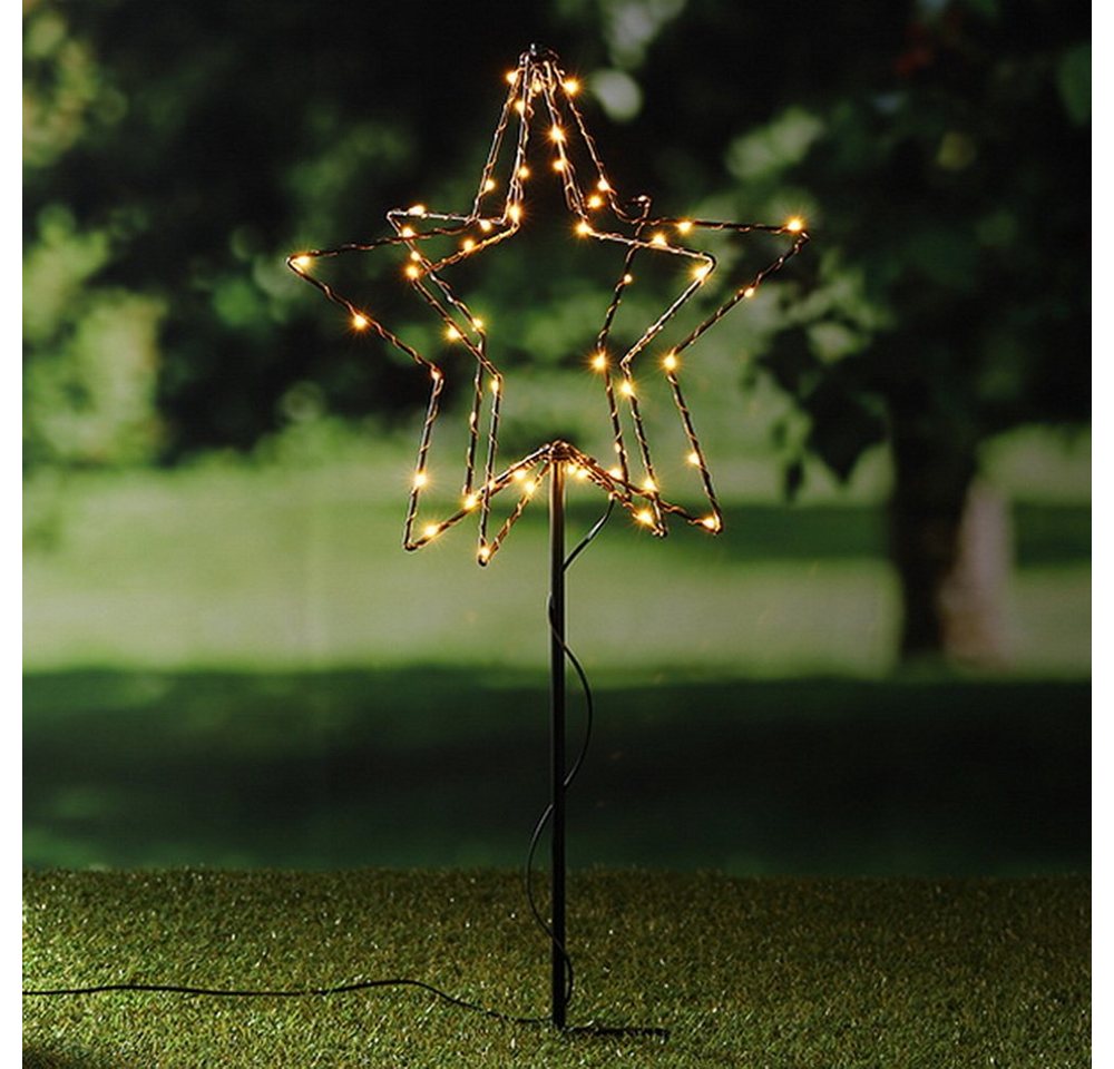 Haushalt International LED Stern 3D Weihnachten Dekoration Gartenstecker Erdspieß 3 Sterne, LED fest integriert, mit Timer Bild 4