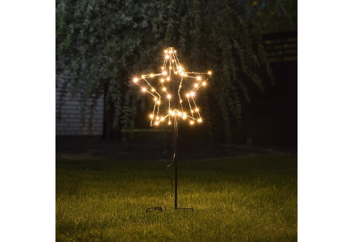 Haushalt International LED Stern 3D Weihnachten Dekoration Gartenstecker Erdspieß 3 Sterne, LED fest integriert, mit Timer Bild 5