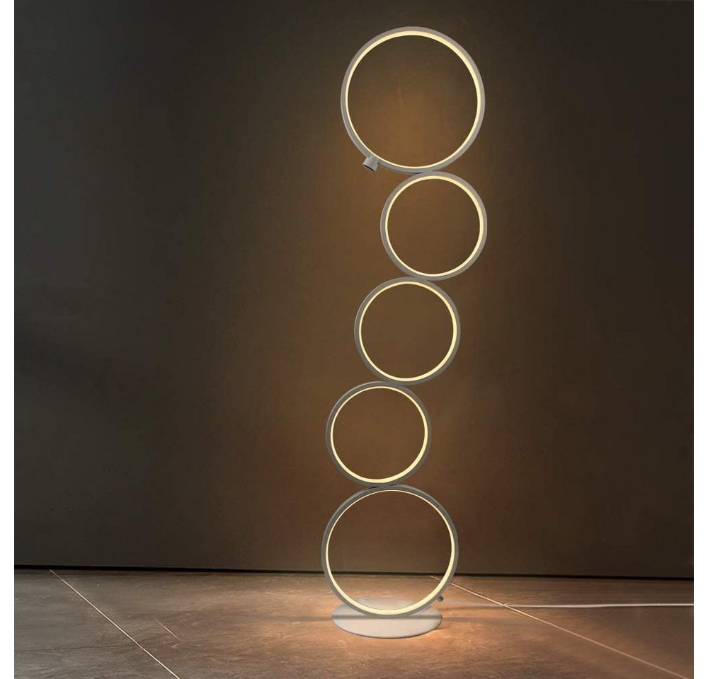 Nettlife LED Stehlampe Standleuchte 5 Birne in Ringform, LED fest integriert, warmweiß, für Schlafzimmer Wohnzimmer Arbeitszimmer Bild 2