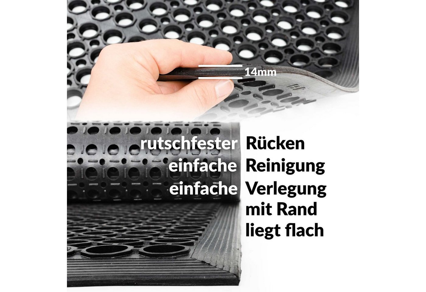 ANRO Fußmatte, eckig, Höhe: 14 mm, Robust Größe 60x90cm Bild 2