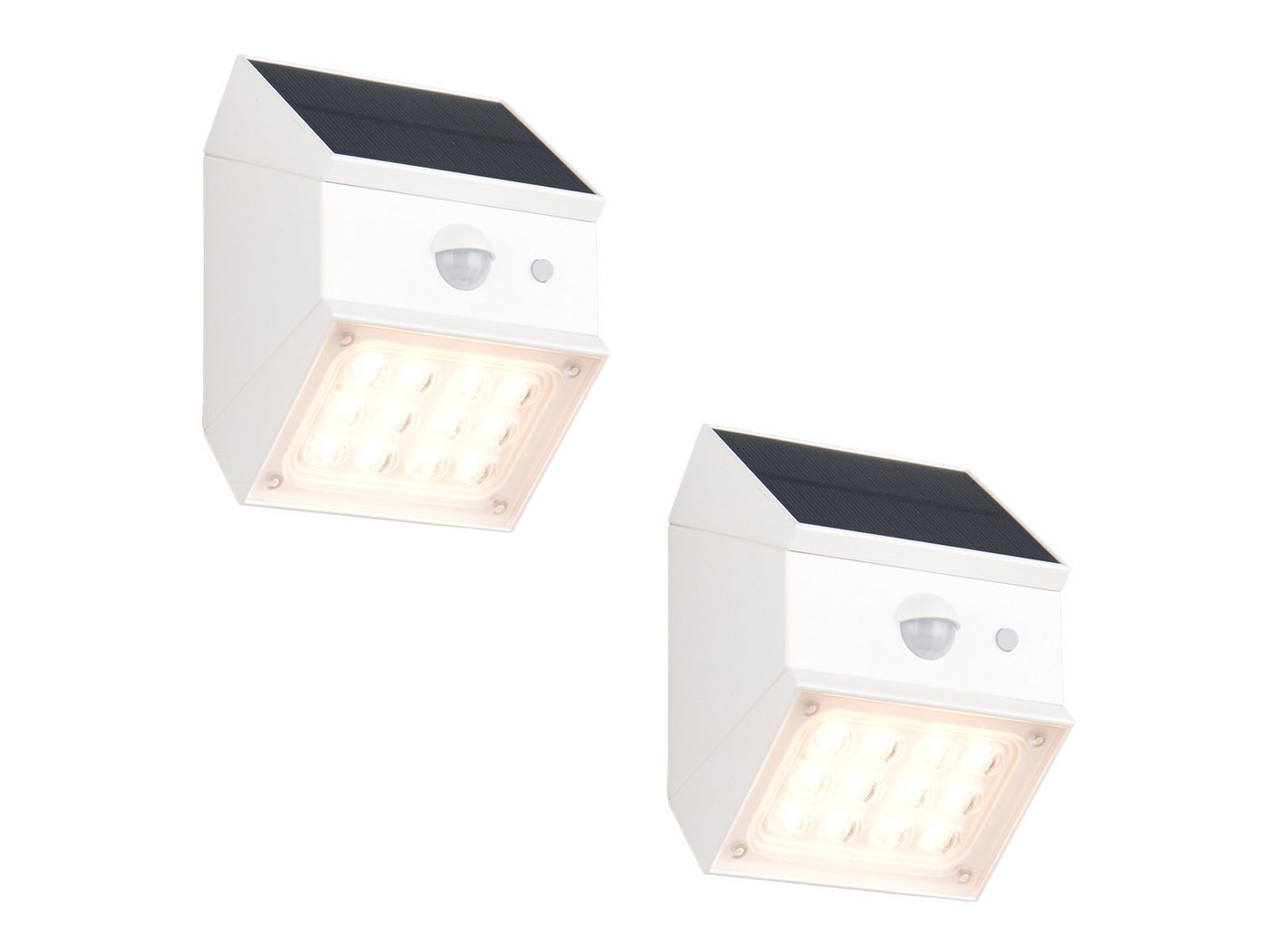 Reality Leuchten LED Außen-Wandleuchte Solarleuchte mit Bewegungsmelder, B: 9cm, Bewegungsmelder, LED fest integriert, Warmweiß, Neutralweiß, Tageslichtweiß, 2er Set Solar Wandleuchte außen, Garten und Carport Beleuchtung