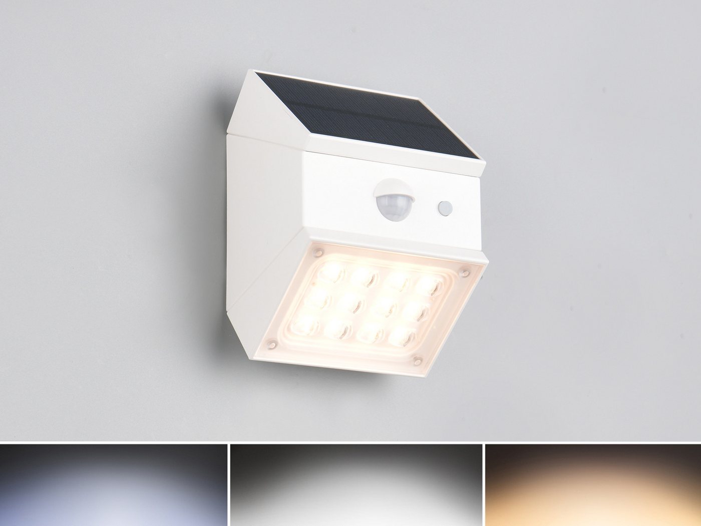 Reality Leuchten LED Außen-Wandleuchte Solarleuchte mit Bewegungsmelder, B: 9cm, Bewegungsmelder, LED fest integriert, Warmweiß, Neutralweiß, Tageslichtweiß, 2er Set Solar Wandleuchte außen, Garten und Carport Beleuchtung Bild 2