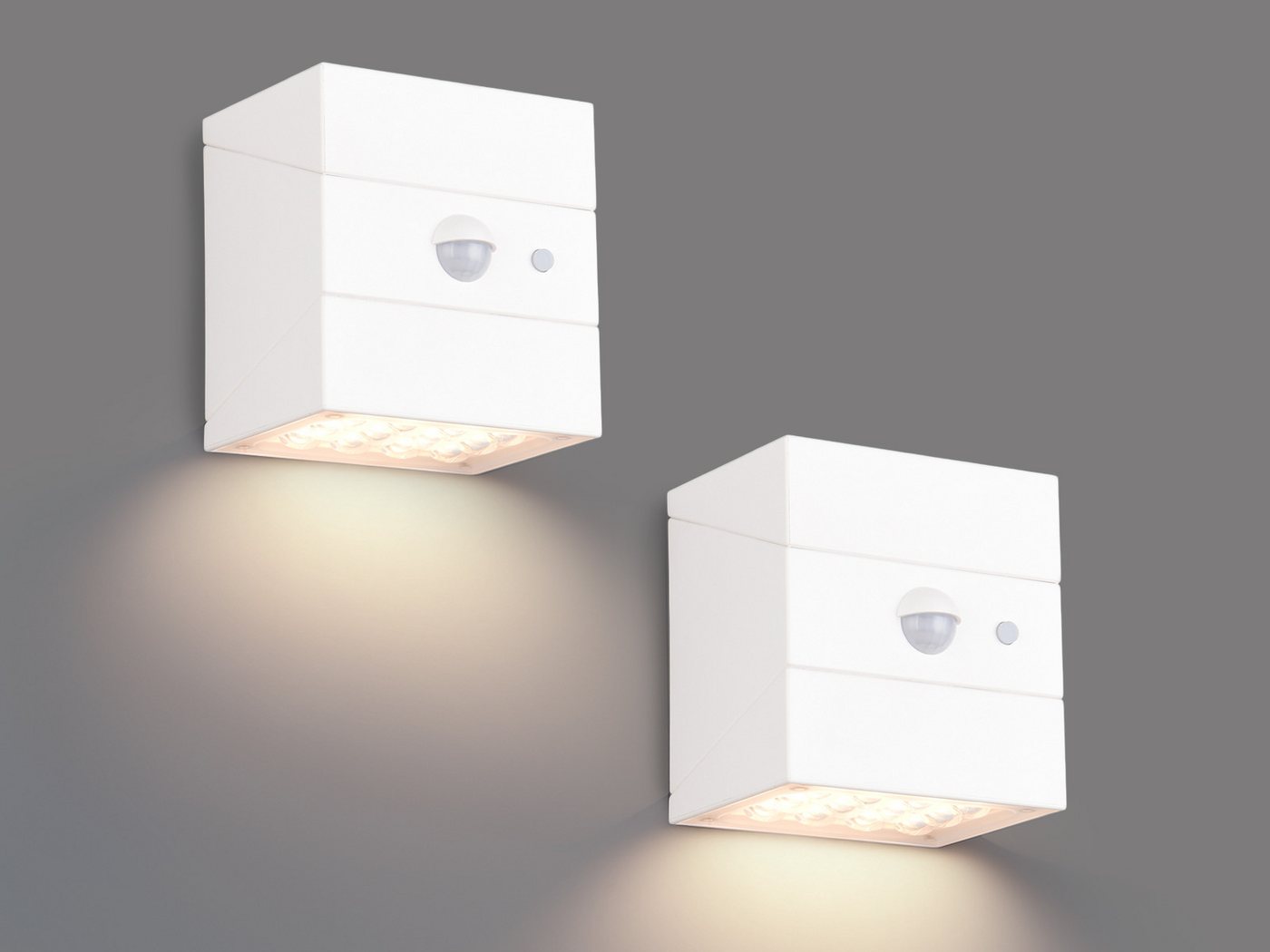 Reality Leuchten LED Außen-Wandleuchte Solarleuchte mit Bewegungsmelder, B: 9cm, Bewegungsmelder, LED fest integriert, Warmweiß, Neutralweiß, Tageslichtweiß, 2er Set Solar Wandleuchte außen, Garten und Carport Beleuchtung Bild 3
