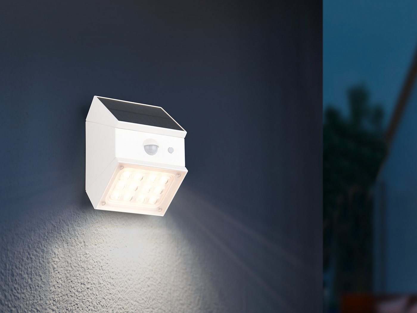 Reality Leuchten LED Außen-Wandleuchte Solarleuchte mit Bewegungsmelder, B: 9cm, Bewegungsmelder, LED fest integriert, Warmweiß, Neutralweiß, Tageslichtweiß, 2er Set Solar Wandleuchte außen, Garten und Carport Beleuchtung Bild 5
