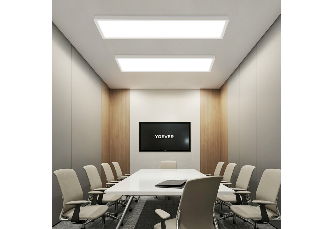 ZMH LED Deckenleuchte Modern Rechteck 22 W, RGB, CCT dimmbar mit Fernbedienung, Memory Function, LED fest integriert, Warmweiß-Neutralweiß-Kaltweiß, Hohe Farbwiedergabeindex, Rechteckdesign, 3600lm, 3000k-6500k Bild 3