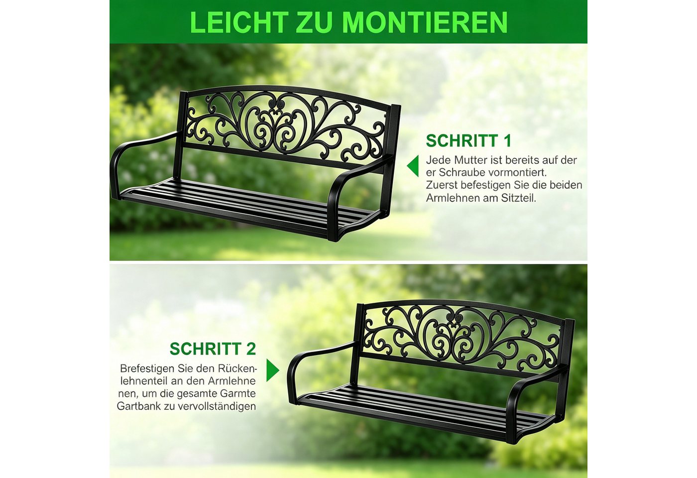 LEADZM Gartenlounge-Bank Gartenbank, Eisenbank