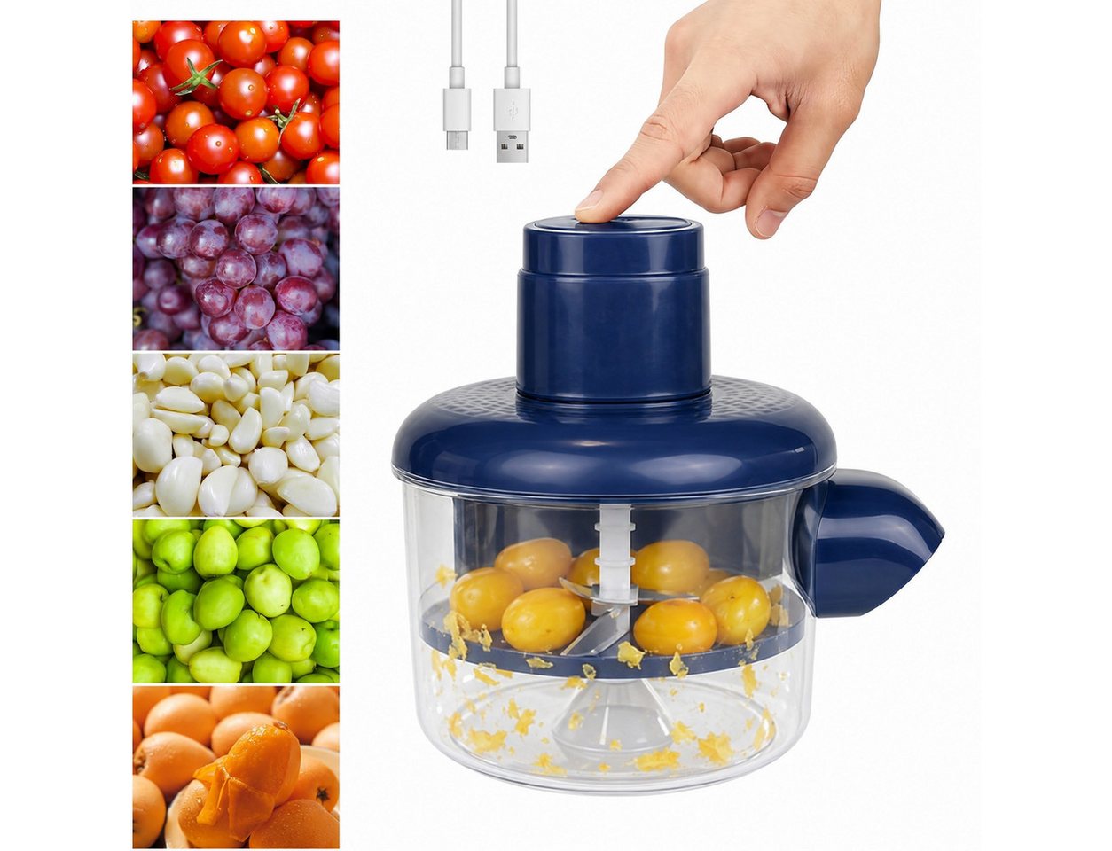 ibettertec Obstschneider Obstschäler - für Trauben, Kirschen & Tomaten,automatisch,USB, (35 W, mit Auffangbehälter & Auslauf, für schnelle & saubere Trennung von Schalen und Früchten), für die Küche & Zuhause Bild 4