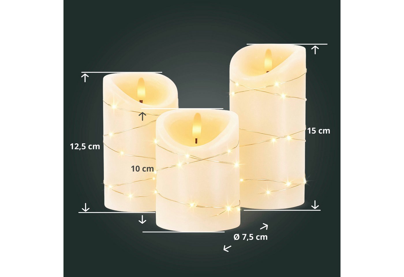 LED Universum LED-Kerze "Cynthia" Kerze, warmweiß, batteriebetrieben, IP20, warmweiß