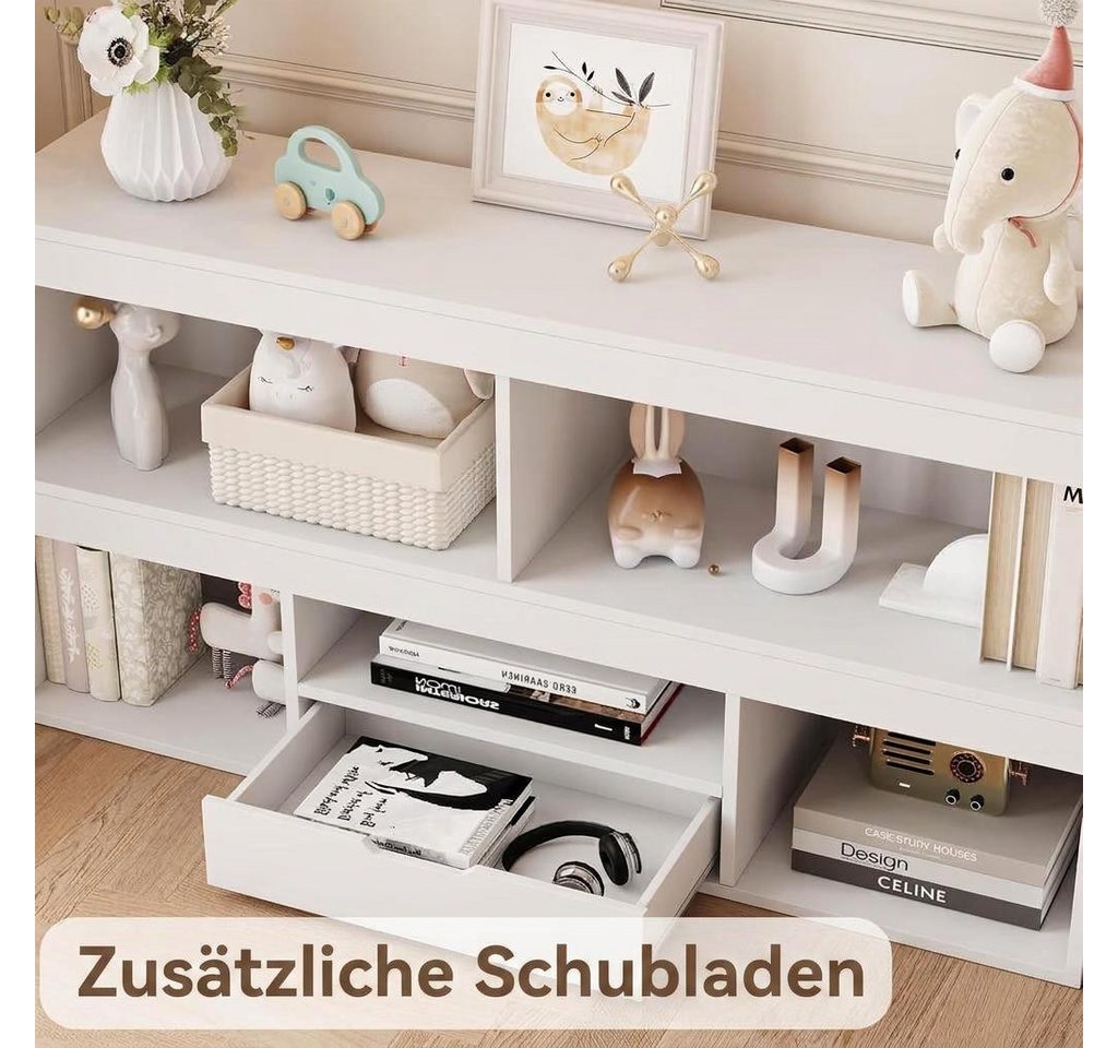 GarveeMore Kinderregal mit 6 Fächern,Holz-Aufbewahrungsschrank,120x30x61cm, Bücherregal Kinder,Standregal für Spielzeug und Bücher Bild 4