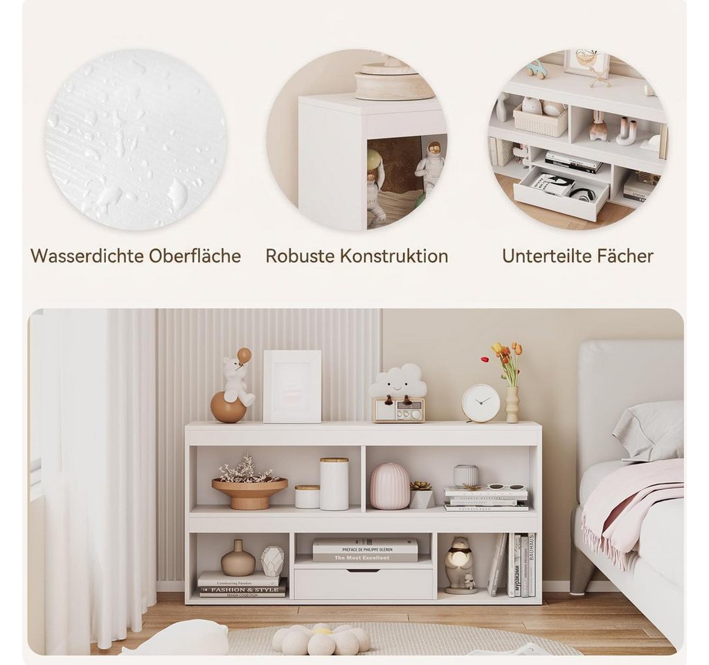 GarveeMore Kinderregal mit 6 Fächern,Holz-Aufbewahrungsschrank,120x30x61cm, Bücherregal Kinder,Standregal für Spielzeug und Bücher Bild 5