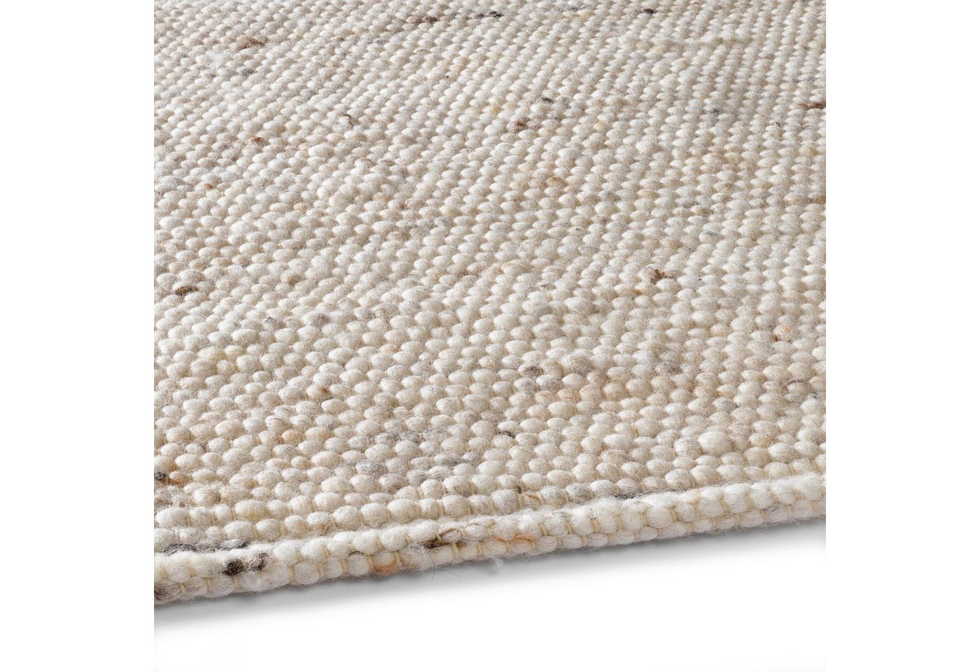 TaCa Home Wollteppich Gewalkter Handweb Woll-Teppich, rechteckig, Höhe: 10 mm, Natur - 70 x 130 cm
