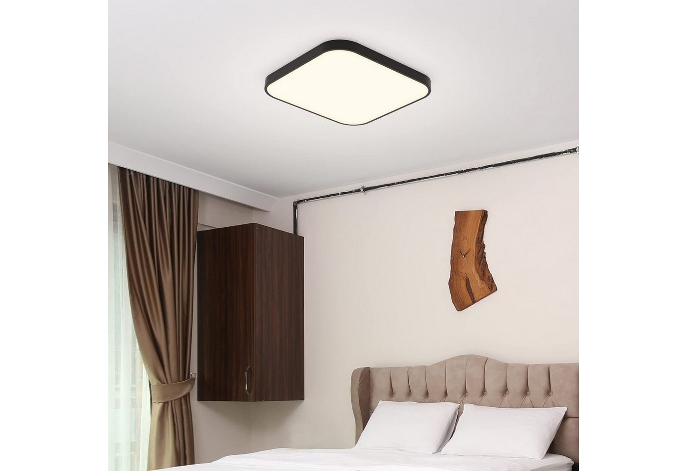 ZMH LED Deckenleuchte 27cm Quadratisch Flach 19W Wohnzimmer Schlafzimmer, LED fest integriert, 4000k, Spritzwassergeschützt Schlafzimmerlampe Quadratisch Küchenlampe Bild 2