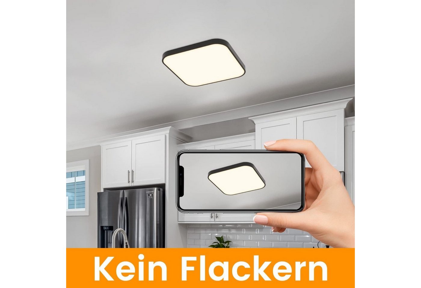 ZMH LED Deckenleuchte 27cm Quadratisch Flach 19W Wohnzimmer Schlafzimmer, LED fest integriert, 4000k, Spritzwassergeschützt Schlafzimmerlampe Quadratisch Küchenlampe Bild 5