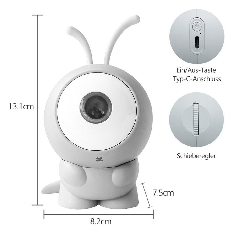 Rosnek Projektionslampe Sternenhimmel Projektor Kinder, 6-in-1 Galaxy Projektor Nachtlicht, Sternenprojektor mit 360° Rotation, Akku, 6 Motiven fürs Kinderzimmer