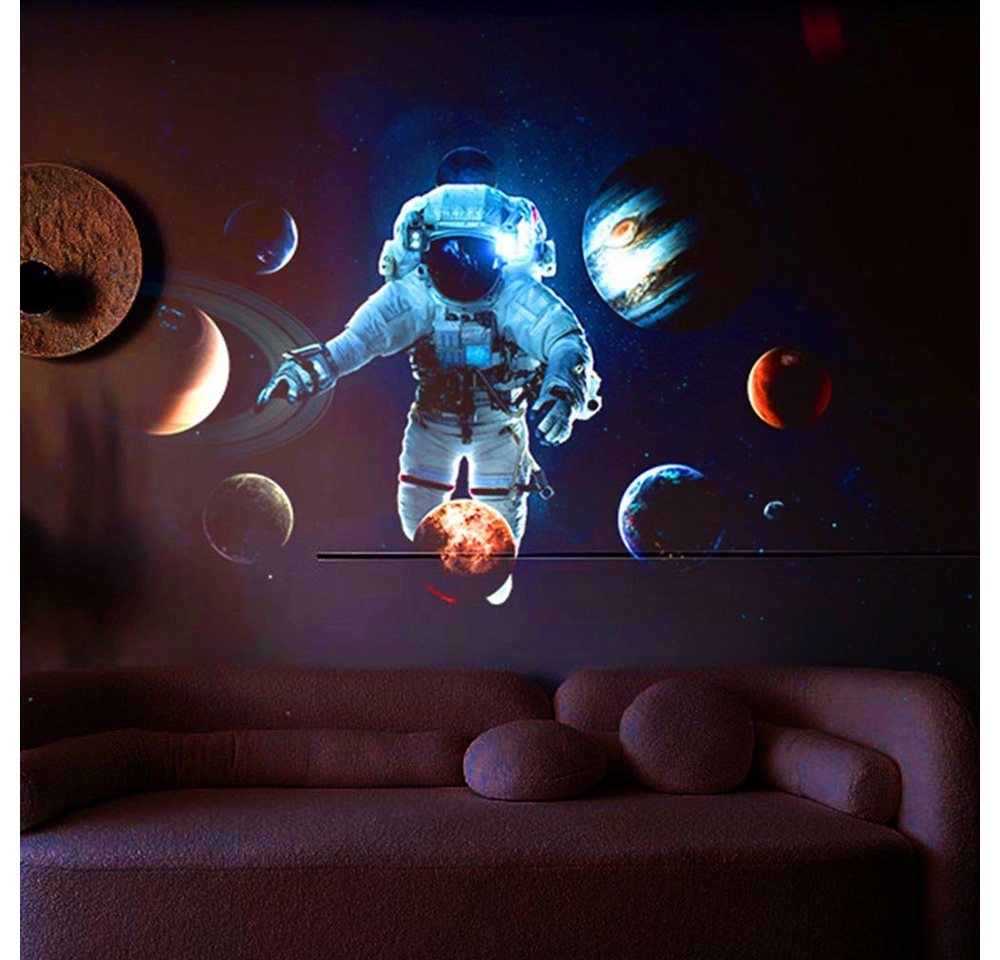 Rosnek Projektionslampe Sternenhimmel Projektor Kinder, 6-in-1 Galaxy Projektor Nachtlicht, Sternenprojektor mit 360° Rotation, Akku, 6 Motiven fürs Kinderzimmer Bild 4