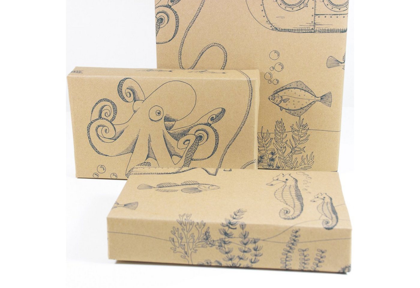 Bow & Hummingbird Geschenkpapier Geschenkpapier Unterwasserwelt, 100 % Recyclingpapier
