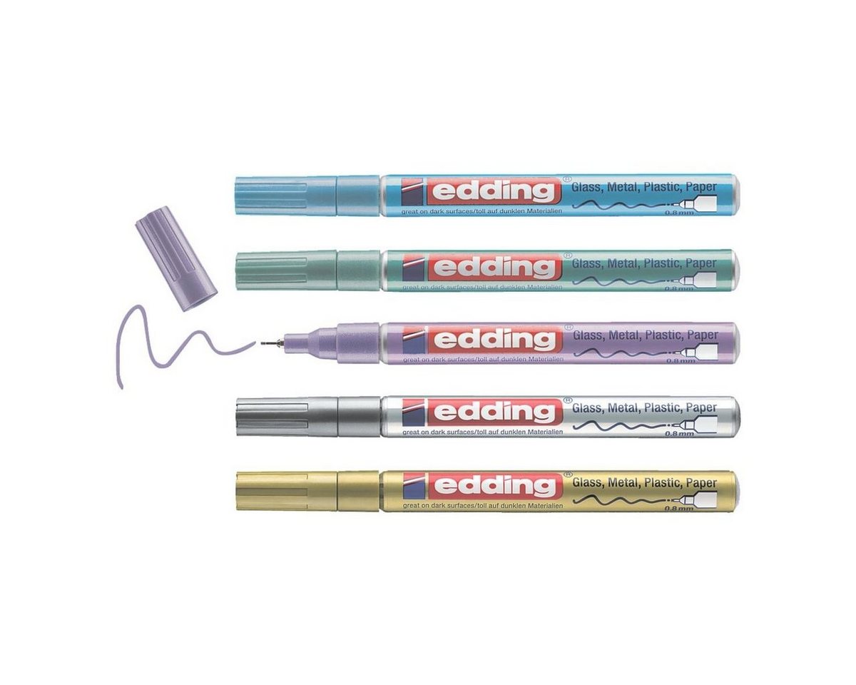edding Lackmarker 780 metallic spezial, (5-tlg), Strichstärke 0,8 mm