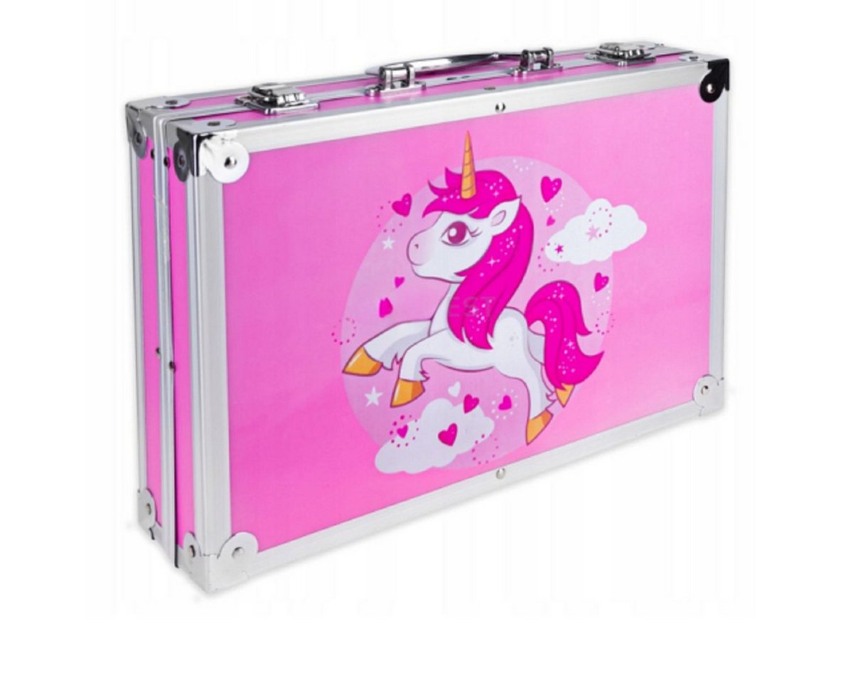 R2 Invest Kreativset Einhorn Kinder Malset 145-teilig Pink– Malkoffer mit Stiften & Farben, (145-tlg) Bild 3