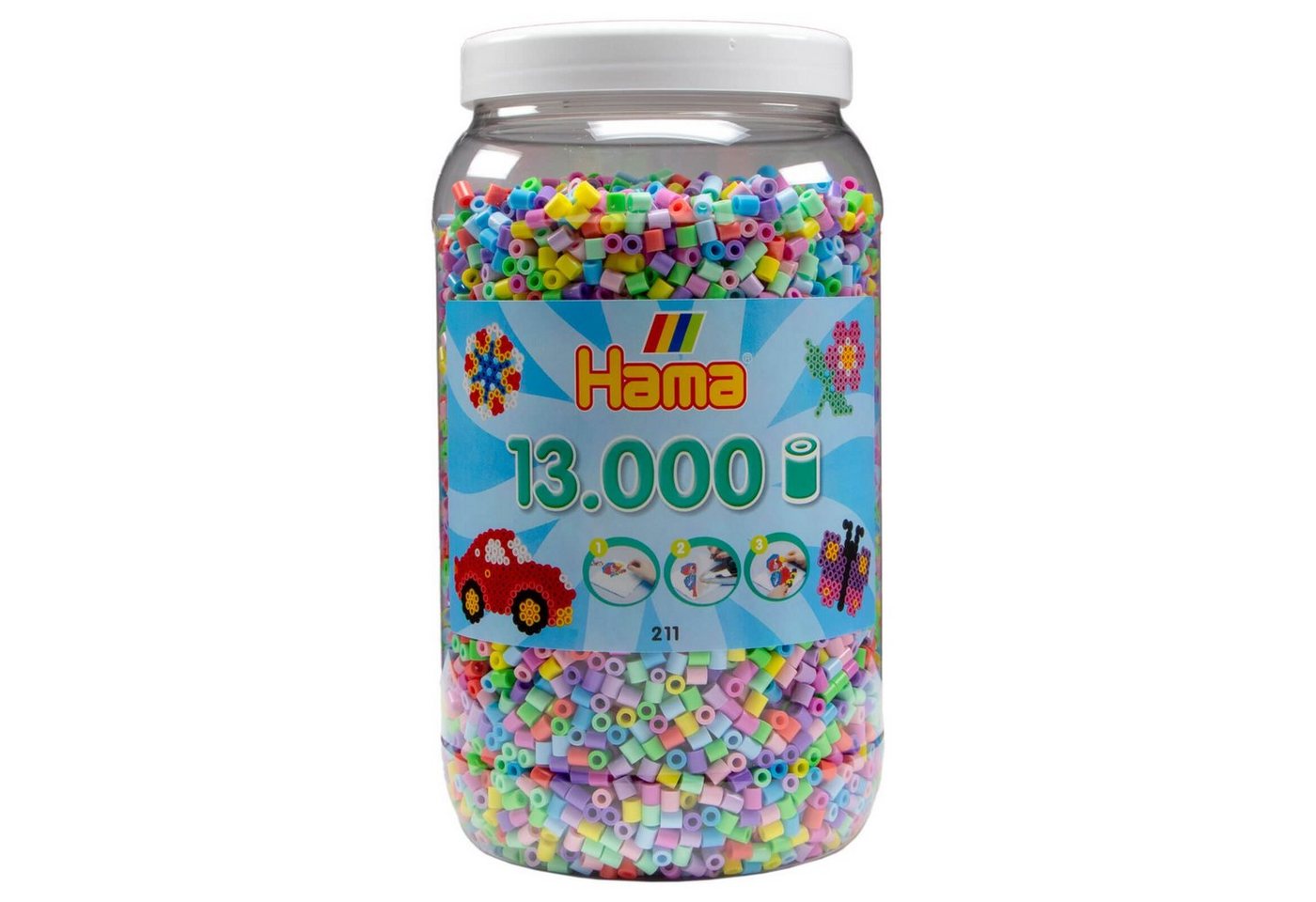 Hama Perlen Bügelperlen HAMA 26.000 Bügelperlen Midi Farben Pastell + Vollton Mix, (26000-tlg), große Vorratsdose Bild 3