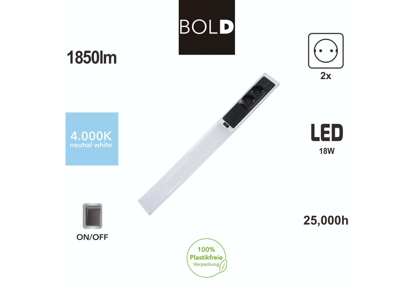 Die Bold GmbH Unterschrankleuchte Dante, LED fest integriert, Neutralweiß, 25.000 Stunden Lebensdauer Bild 5