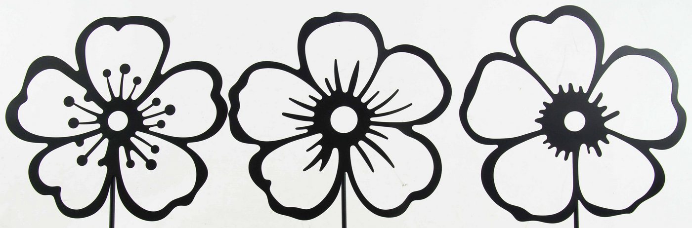 Posiwio Gartenstecker 3er Set Gartenstecker Blumen (3-St)