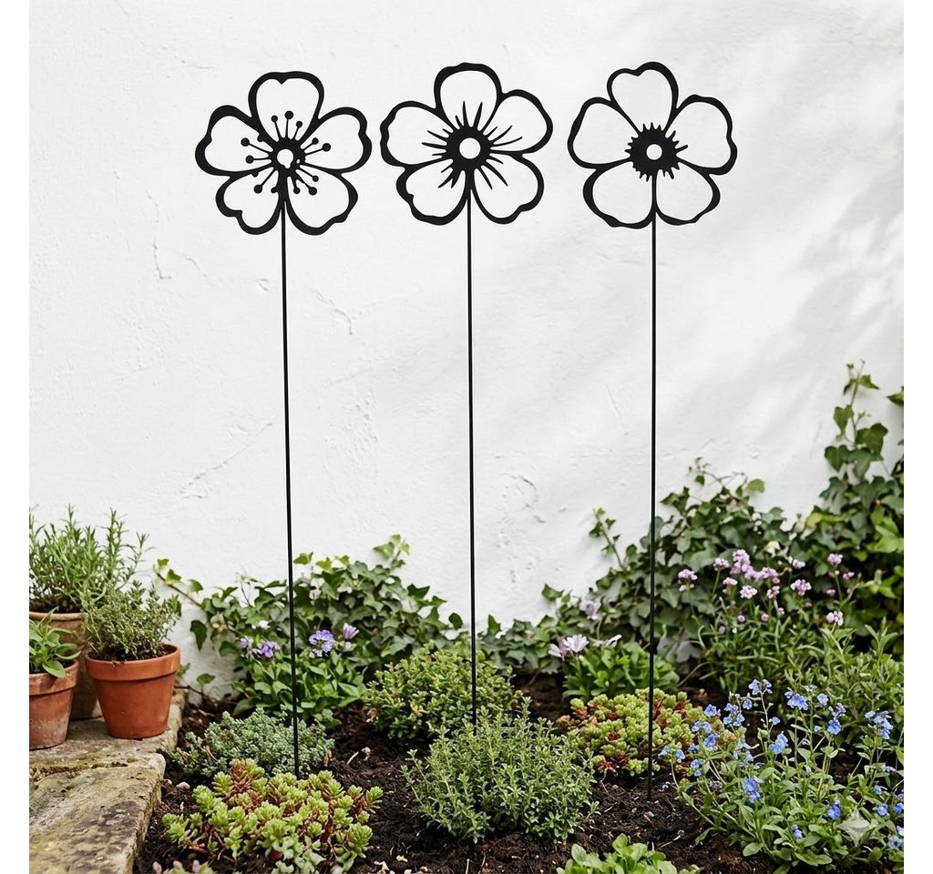 Posiwio Gartenstecker 3er Set Gartenstecker Blumen (3-St) Bild 3