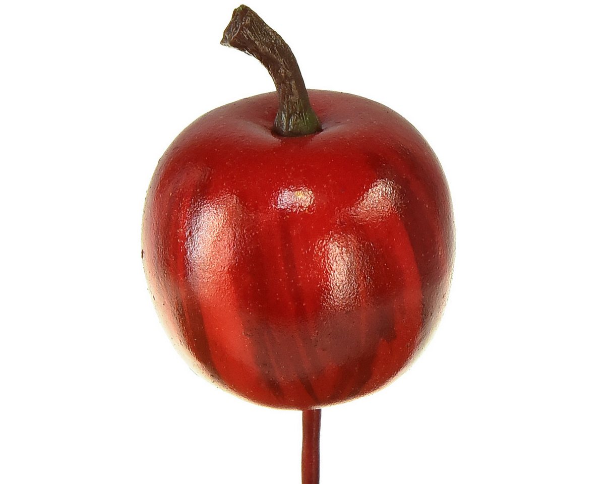 Kunstpflanze Glänzende Mini-Äpfel am Draht 3cm für Deko, 24 Stück, Viana, Höhe 3 cm