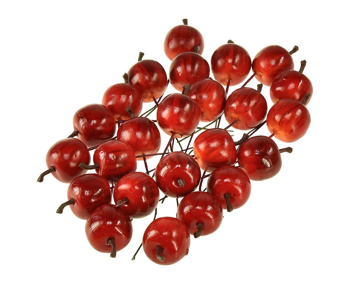 Kunstpflanze Glänzende Mini-Äpfel am Draht 3cm für Deko, 24 Stück, Viana, Höhe 3 cm Bild 2