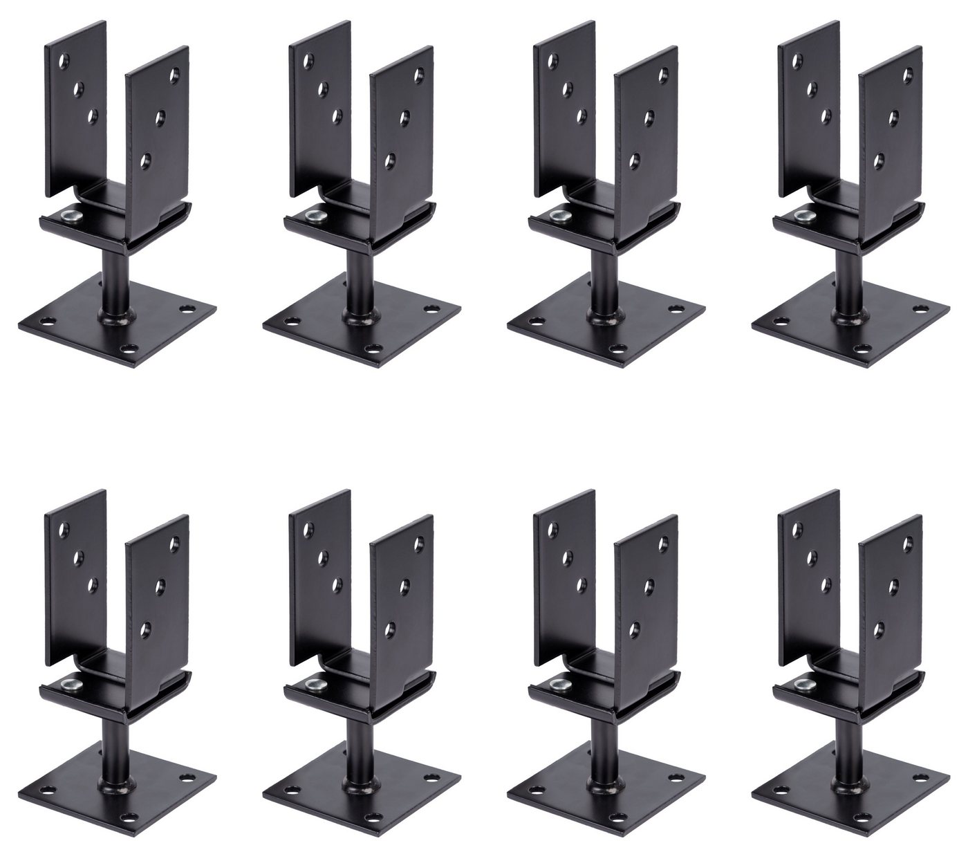 Alberts Pfostenträger U-Pfostenträger,vst,Typ375,sw,zA71-131 Bundle-Set 8x215552, Alberts U-Pfostenträger im Bundle, zum Aufschrauben, lichte Breite 71