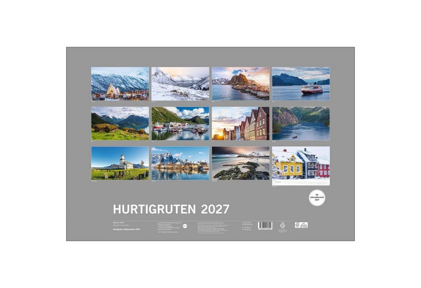 HEYE Wandkalender Hurtigruten Globetrotter Kalender 2027 - Von unberührten Fjorden... Bild 2